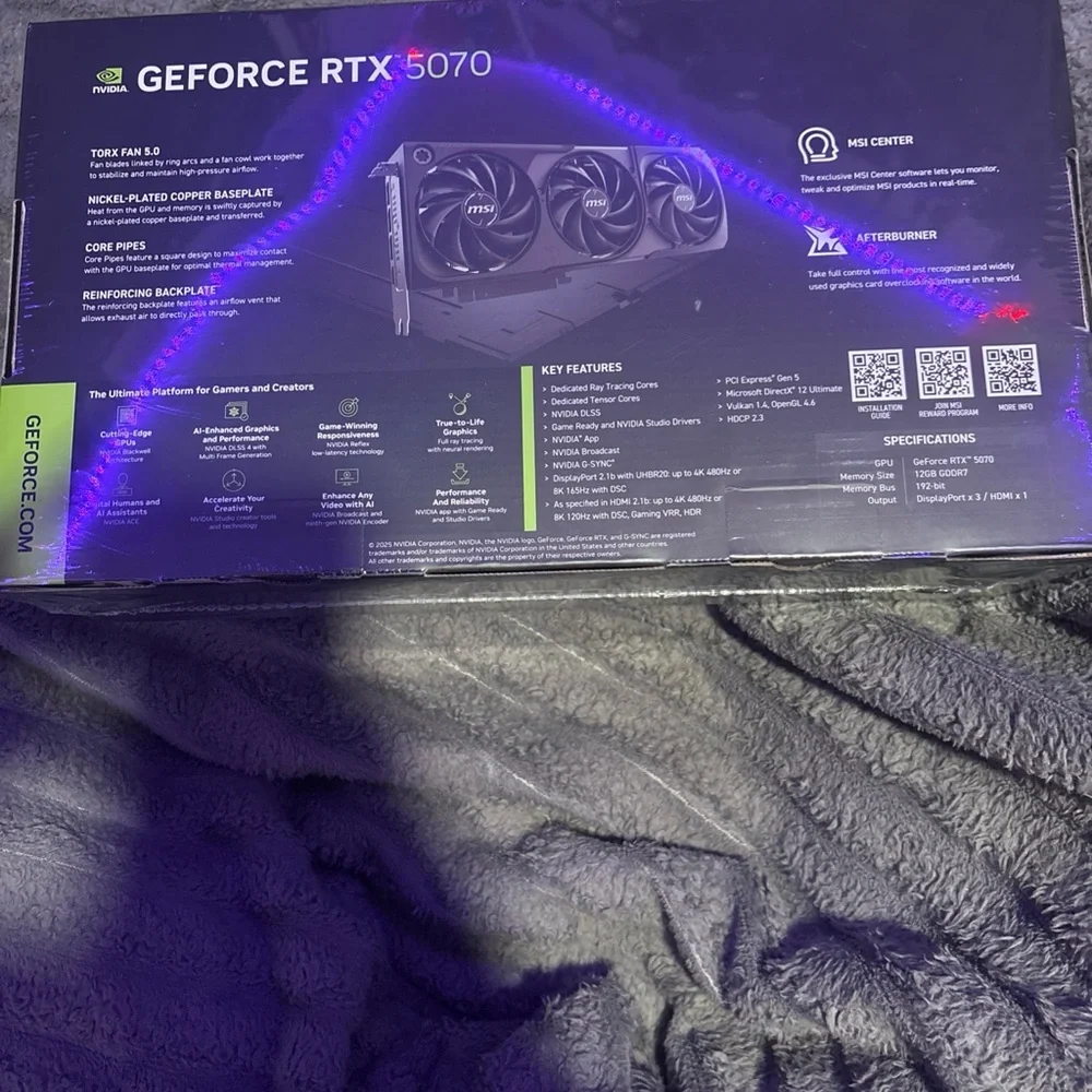MSI Shadow 3X GeForce RTX 5070 Graphics Card - Purple